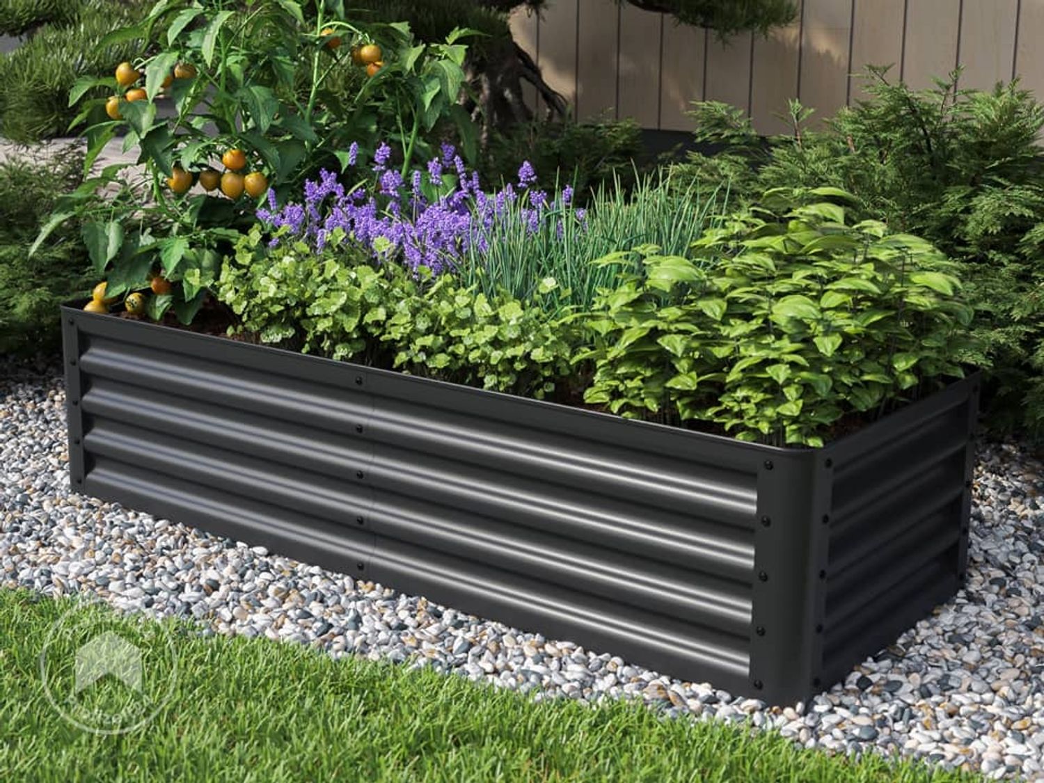 PRIMEYARD Hochbeet LUCA anthrazit Stahlkonstruktion 150 x 60 x 35 cm