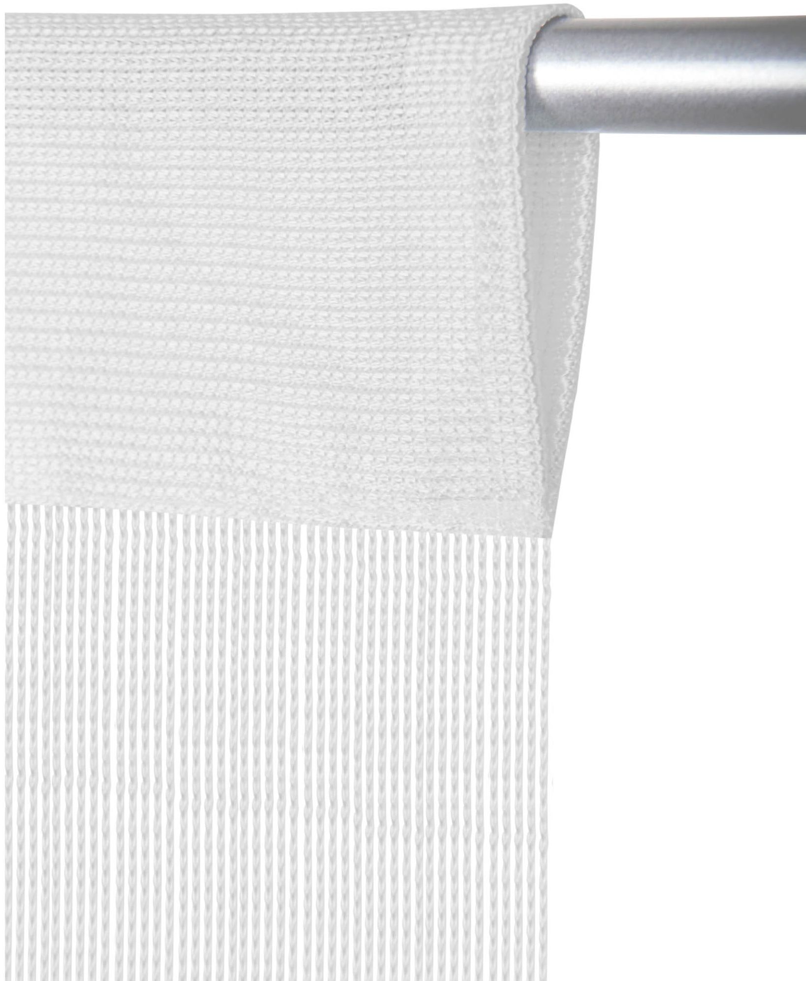 Fadenvorhang mit Stangendurchzug, individuell kürzbare Gardine, moderner und eleganter Dekorationsartikel in vielen Farben und Ausführungen Stangendurchzug Weiß 90x250 cm