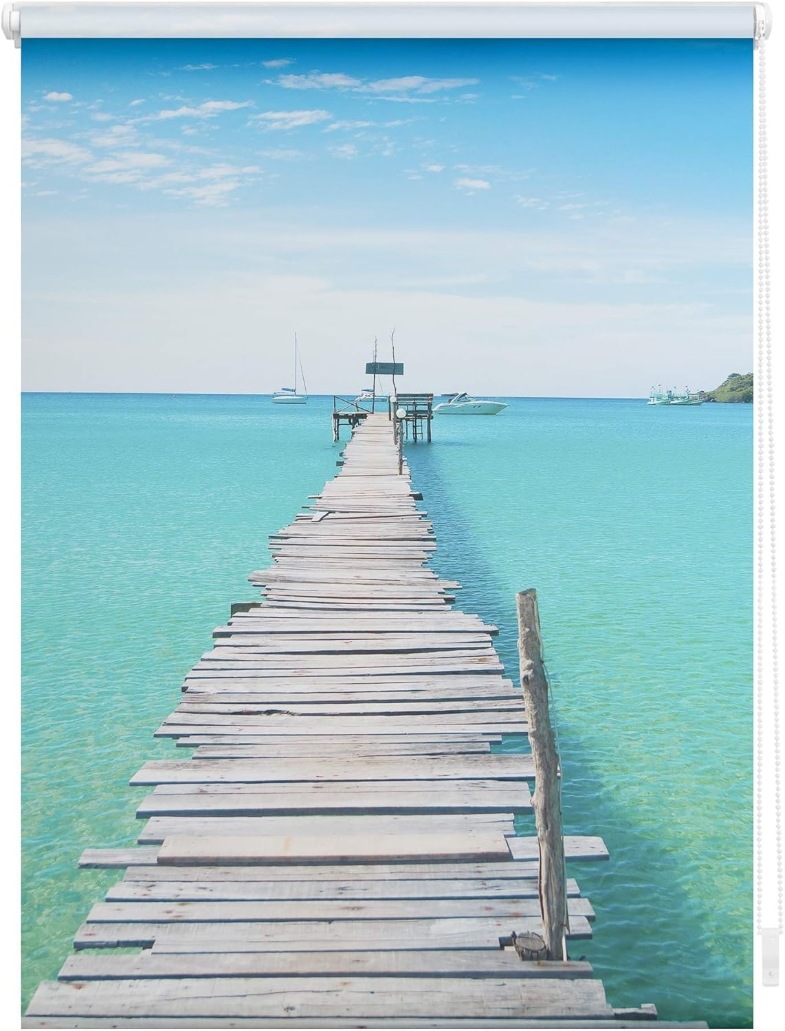 Seitenzugrollo Rollo Klemmfix, ohne Bohren, blickdicht, El Mar - Blau, LICHTBLICK ORIGINAL, blickdicht, freihängend, Klemmfix