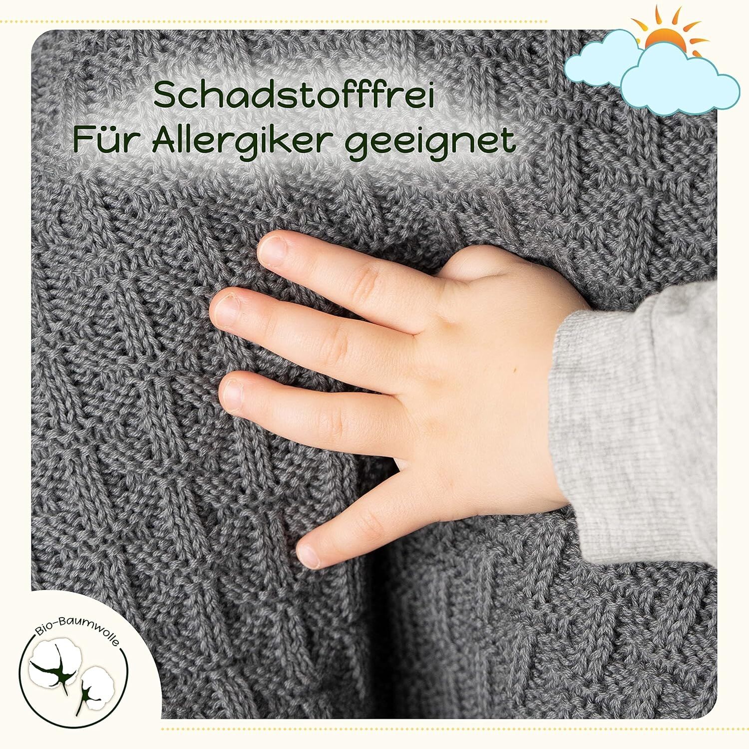SonnenStrick Kinderdecke grau, 90x100 cm