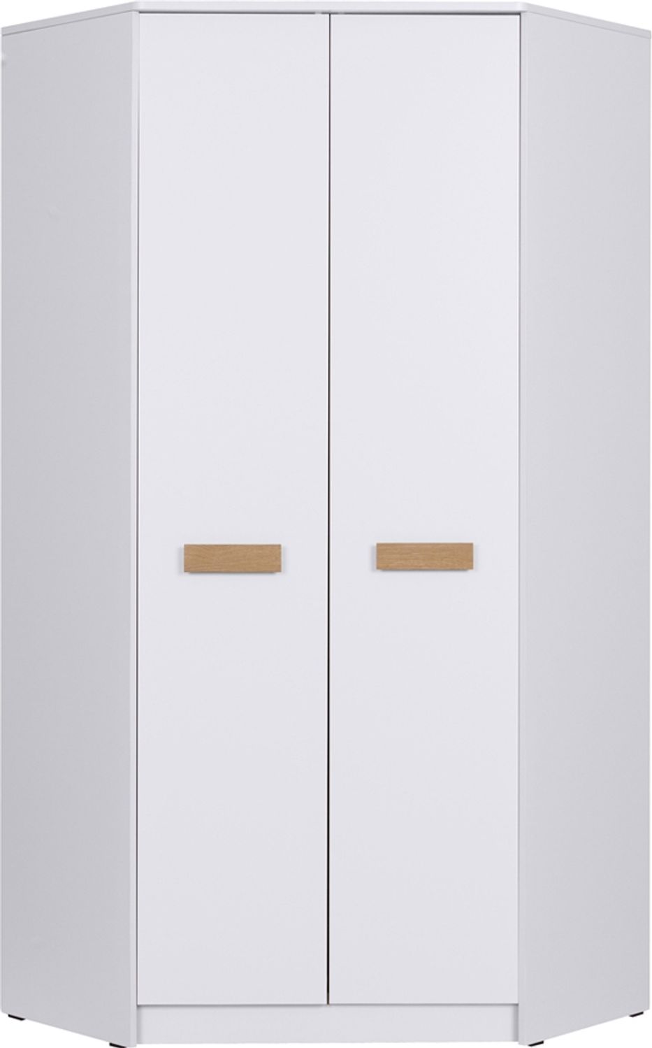 Marmex Möbel Grant 08 Eckkleiderschrank mit Kleiderstangen und Einlegeböden, laminierte Spanplatte, weiß, 91x195x91 cm