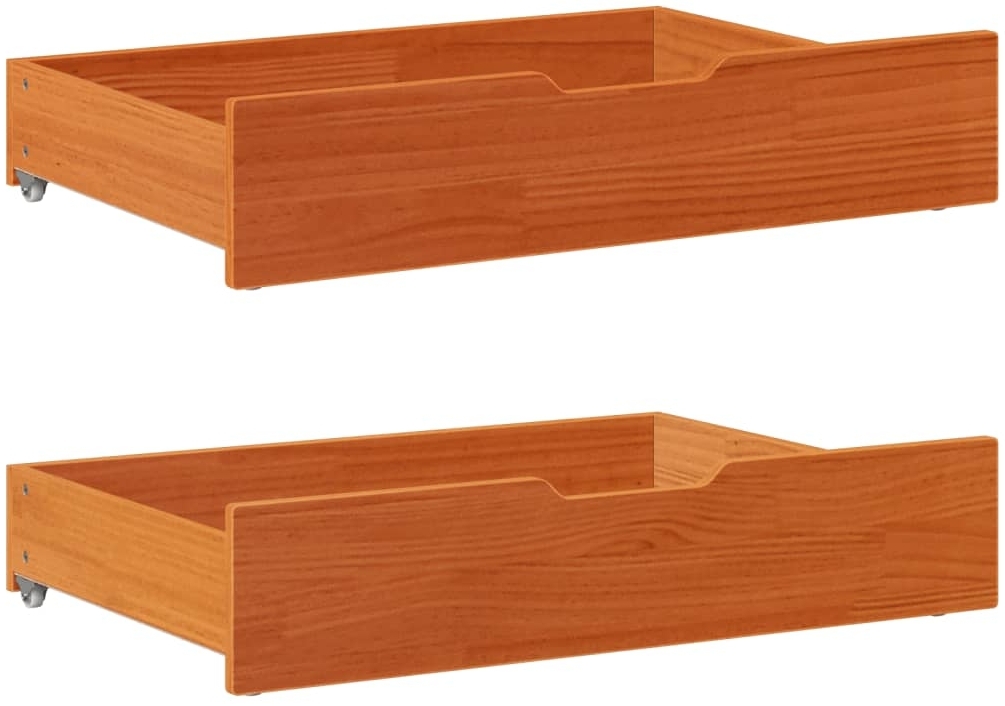 vidaXL Bettschubladen 2 Stk. Wachsbraun 80 x 55 x 16 cm Massivholz Kiefer 850931