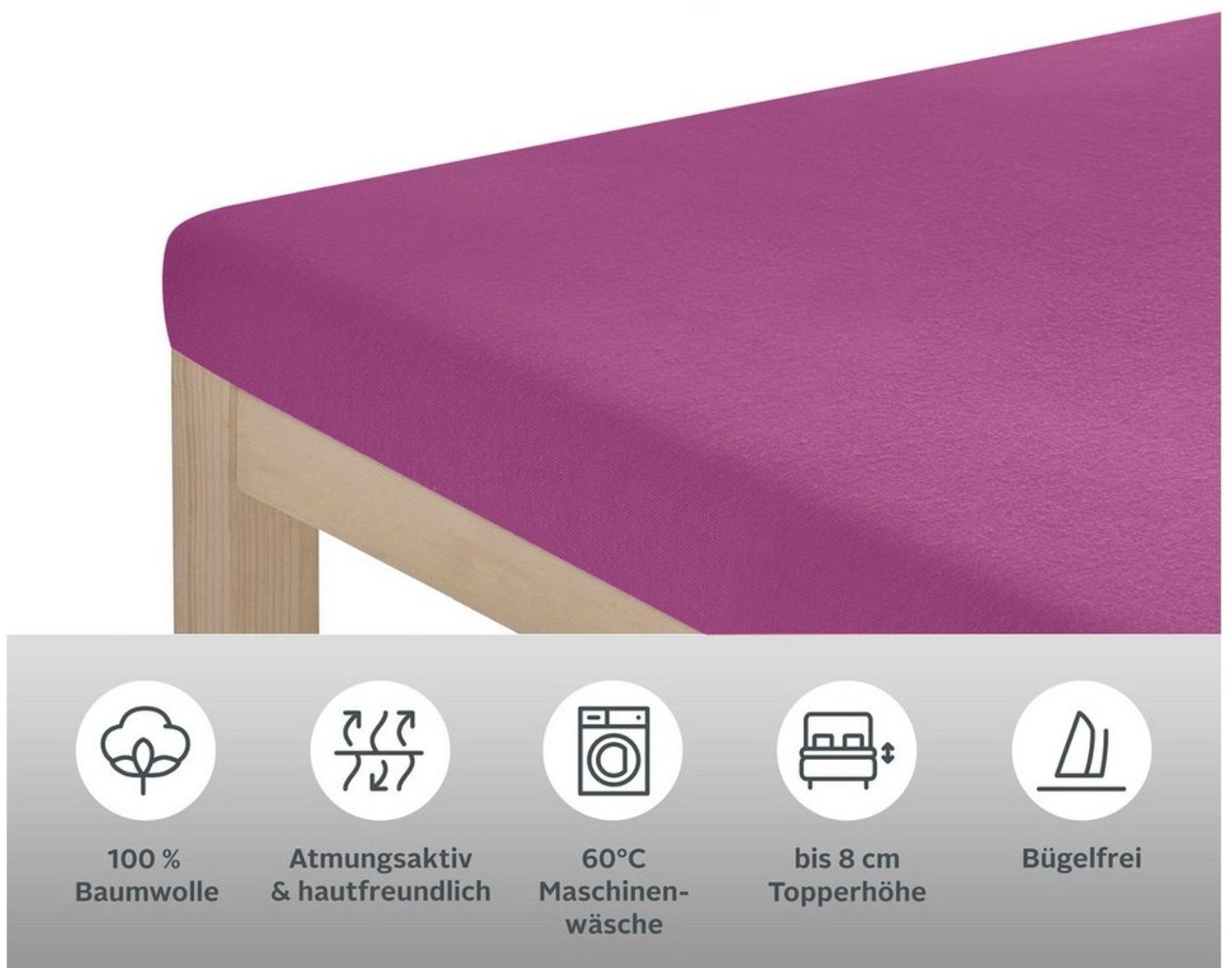 OTTO home Spannbettlaken Physalis Topper COMFORT, Jersey, Gummizug: rundum, (2 Stück), Baumwolle, Matratzen bis 10 cm Höhe, Bettlaken, Spannbetttuch, Laken