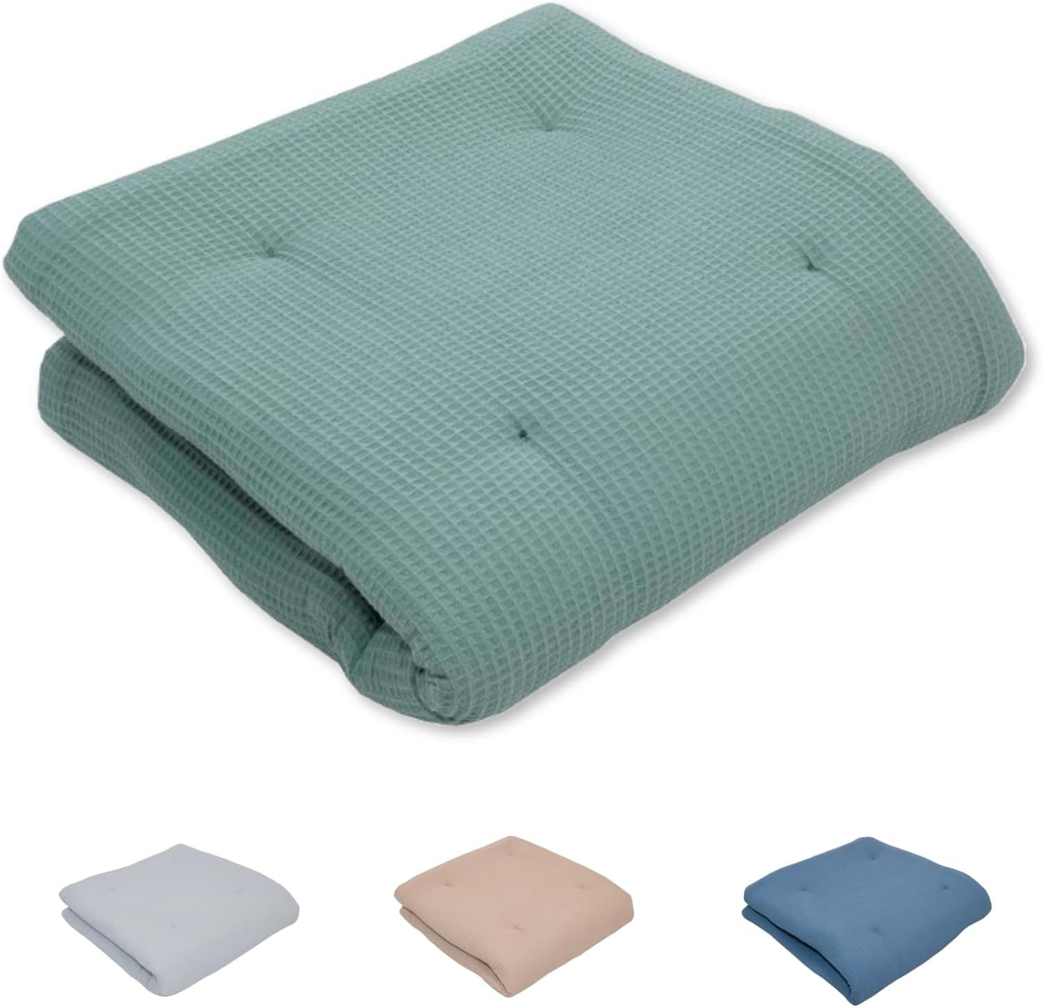 ULLENBOOM ® Baby Krabbeldecke 100x100 cm gepolstert in Salbeigrün (Made in EU) - Krabbeldecke für Baby mit 100% ÖkoTex Baumwolle, ideal als Babydecke, Laufgittereinlage & Spieldecke