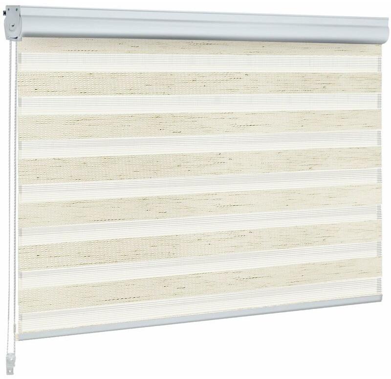 Doppelrollo | Mini Day & Night | Moderner Sichtschutz | Ohne Bohren | Elfenbein / 120x150 cm
