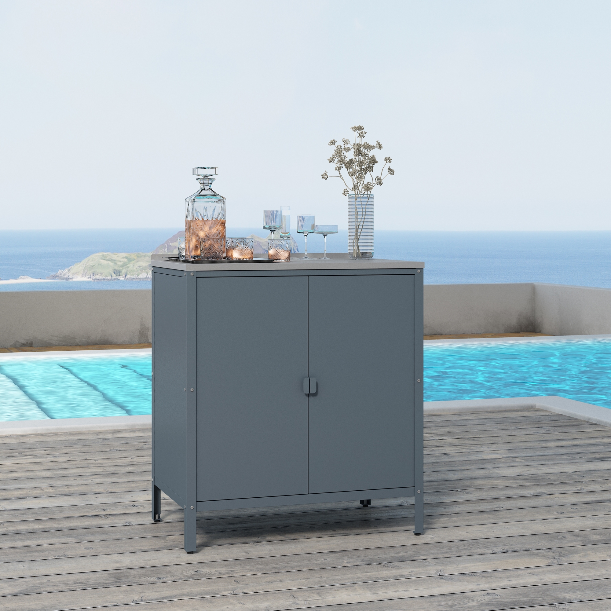 Outdoor Schrank Bolognano 92x80x50 cm Dunkelgrau, matt [casa. pro]