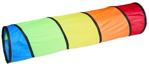 Relaxdays Bunter Spieltunnel, Polyester bunt / Stahldraht, Ø 46x180 cm