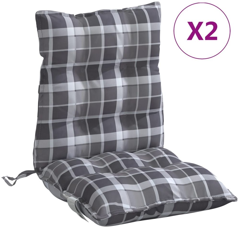 vidaXL Niedriglehner-Auflagen 2 Stk. Grau Karomuster Oxford-Gewebe 377713