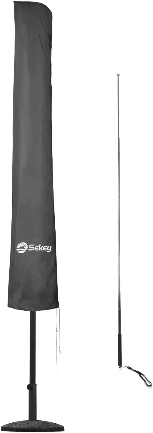 Sekey Sonnenschirm Schutzhülle mit Stab, Abdeckhauben für Ø 350cm / 200x300cm Gartenschirm, 190×30/50 cm Abdeckung, 100% Polyster wasserdicht