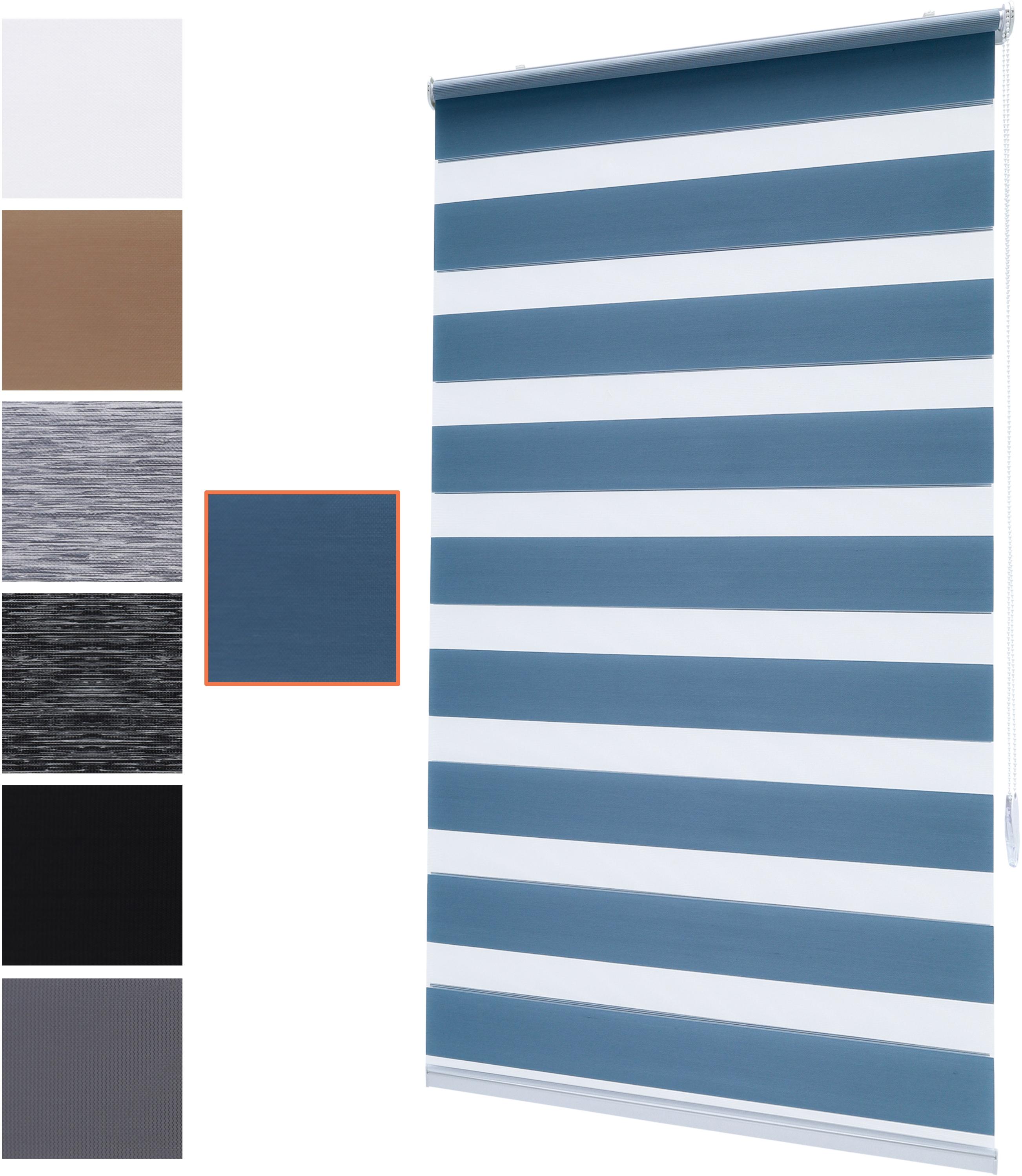 Fensterrollo ohne Bohren 95x150 cm Doppelrollo Klemmfix Duorollo mit Klemmträger Gardinen Rollo Blau