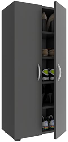 MID.YOU Schuhschrank, Anthrazit, Metall, 4 Fächer, erweiterbar, 49x108x30 cm