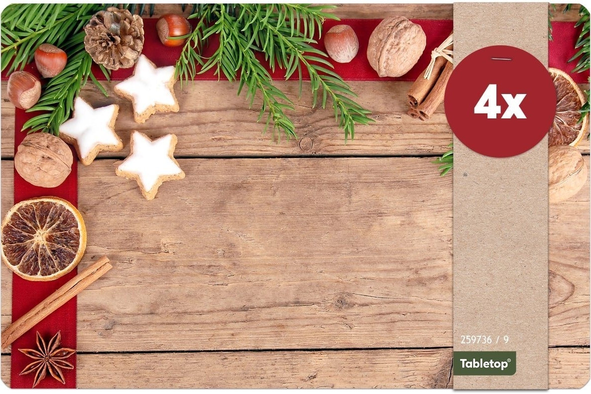 matches21 HOME & HOBBY Platzset Abwaschbare Tischsets 4er Set Weihnachten Gewürze & Holz-Optik, (4-St), Platzsets als Tisch-Untersetzer und Tisch-Deko für Esstisch Teller
