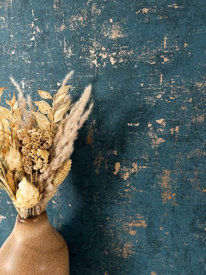 Newroom Vliestapete, Blau Tapete Modern Beton - Betonwand Betonoptik Dunkelblau Gold Industrial Glamour Zement Metallic für Schlafzimmer Wohnzimmer Küche, Betonwand, Betonoptik