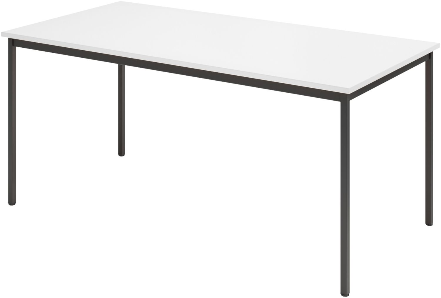 bümö Tisch, Multifunktionstisch 160 x 80 cm in Weiß/Schwarz - Besprechungstisch, Konferenztisch, Meetingtisch, Mehrzwecktisch, Pausentisch, Besprechungsraum, Meetingraum, Pausenraum, VS16-W-D