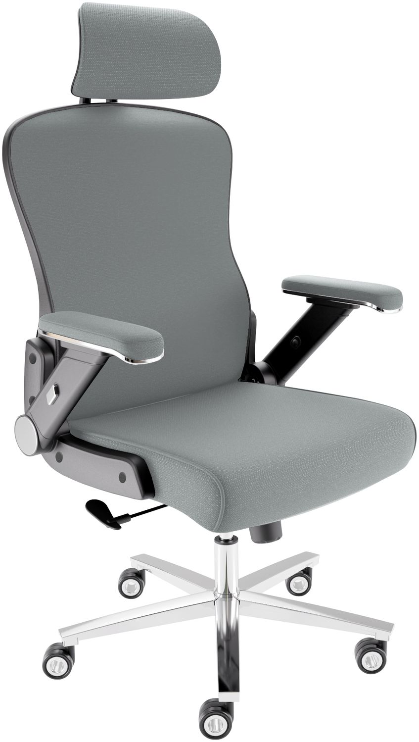 CLOUVOU PowerSeat, ergonomischer Bürostuhl, thermoregulative Materialien, 5D-Armlehnen, 3D-Kopfstütze, PhantomWheels, Anthrazit