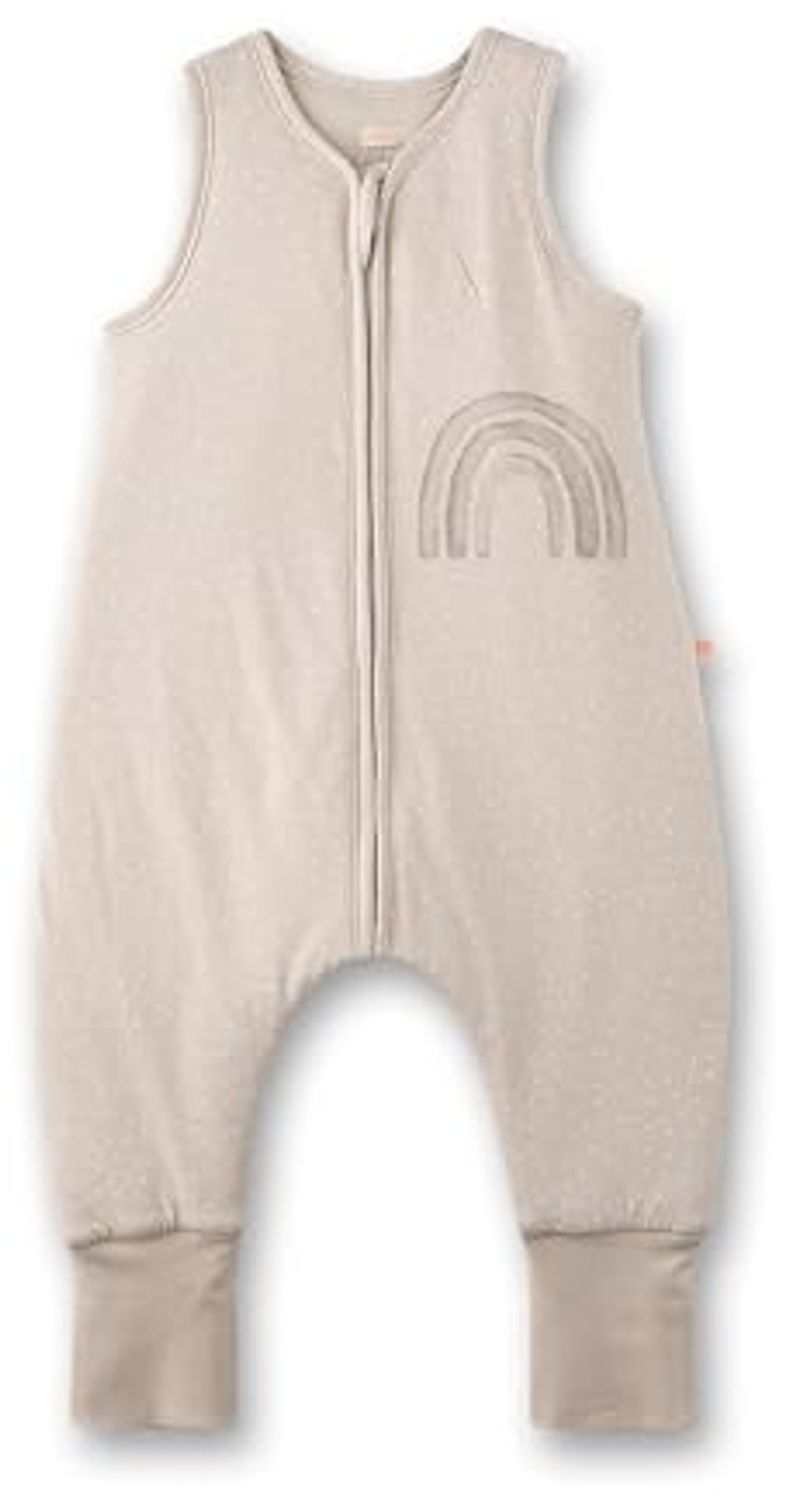 SANETTA Baby-Schlafsack mit Füßen Beige | Praktischer und bequemer Unisex-Schlafsack aus Bio-Baumwolle. Baby-Schlafsack mit Reißverschluss und Regenbogen-Print | Baby Sleeping Bag