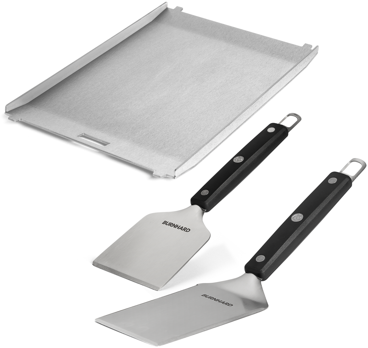 BURNHARD Edelstahl Plancha Set Jones mit 2-tlg. Grillspachtel und Grillschaber Set - Multi-Color - #946149