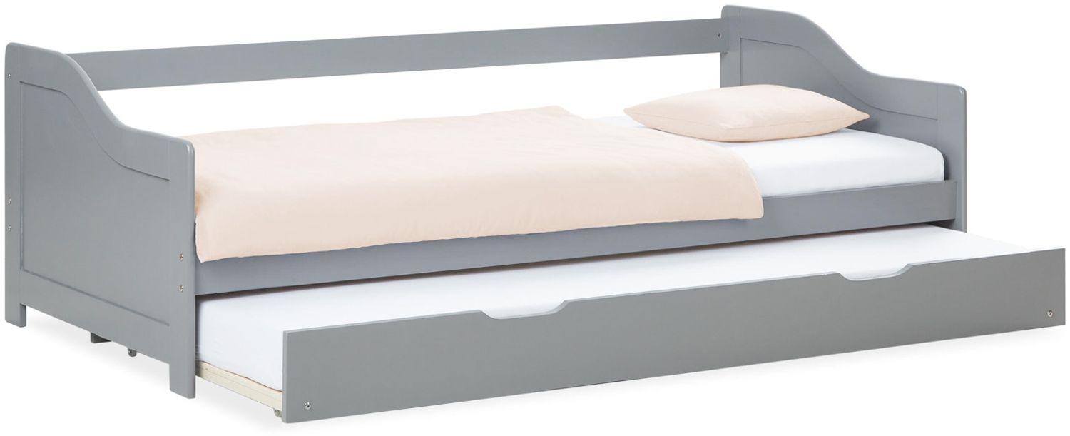 Kinderbett 90x200 cm Tagesbett Ausziehbett Jugendbett Holzbett Grau Kojenbett Gästebett Funktionsbett