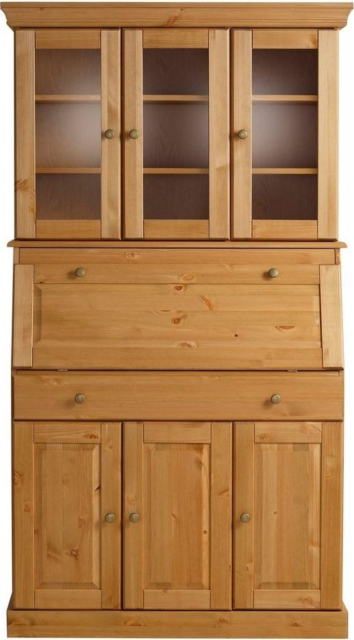 Home affaire Sekretär Rosi im Landhausstil, Schreibtisch aus Massivholz, mit Vitrine, in 2 Breiten