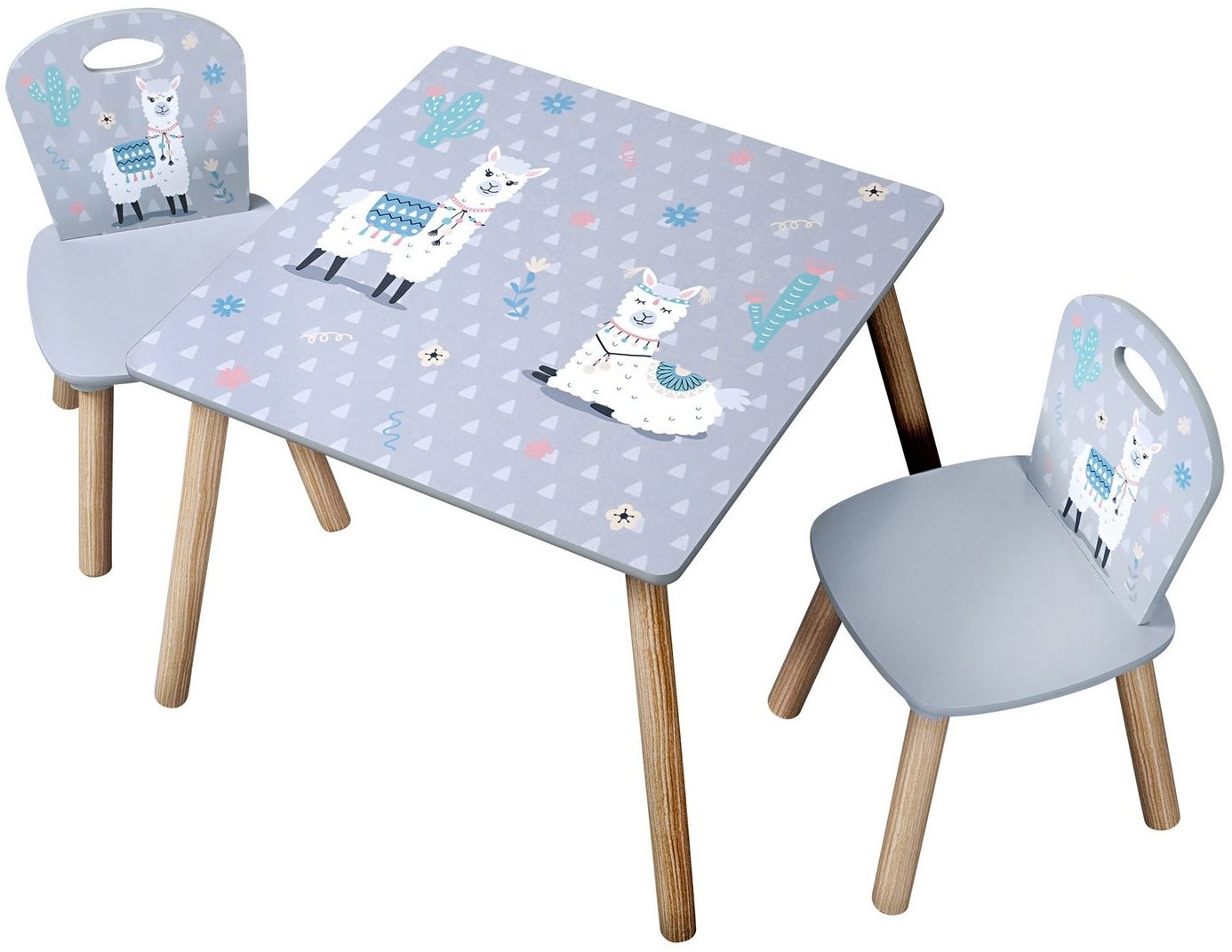 Kesper 'Alpaka' Kindersitzgruppe, Tisch mit 2 Stühlen, Holz blau