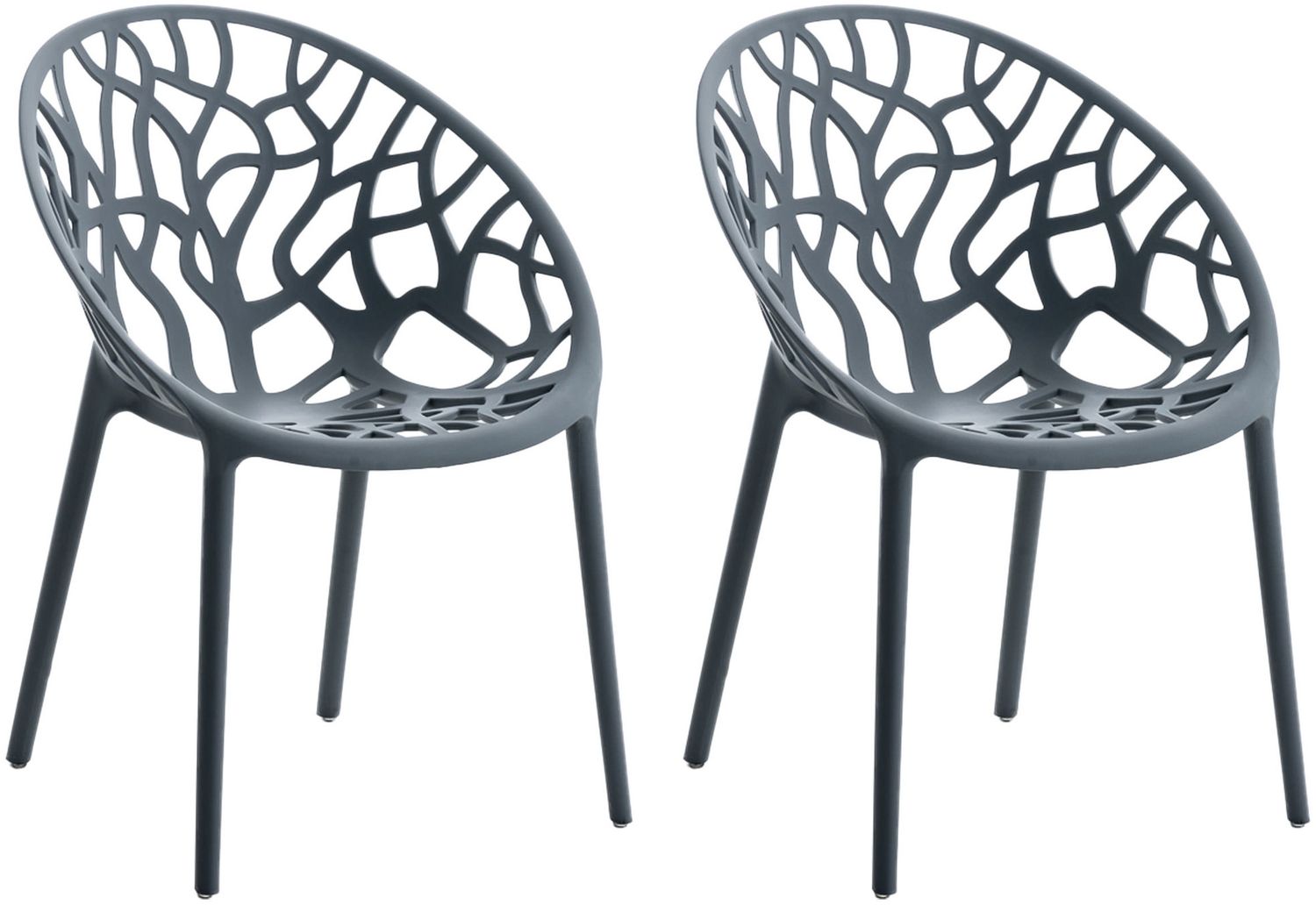 CLP 2er Set Gartenstuhl Hope, Modernes Design, Wetterfest, Stapelbar, Mit Armlehnen,anthrazit