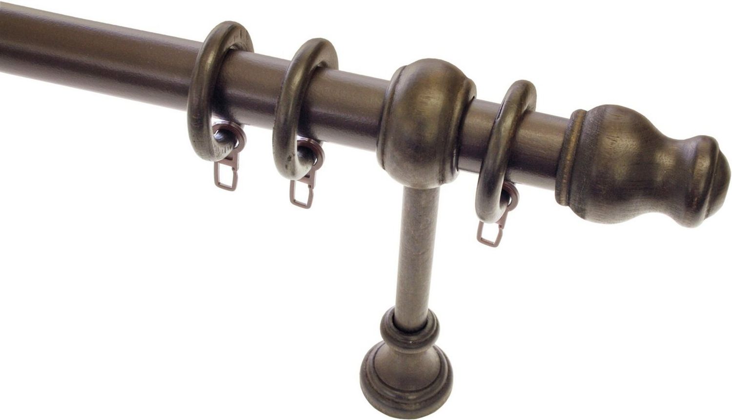 GARDINIA Gardinenstange Set Holz, Ø 28 mm, 1-läufig, Fixmaß, mit Bohren, verschraubt, Holzwerkstoff, 1-Lauf