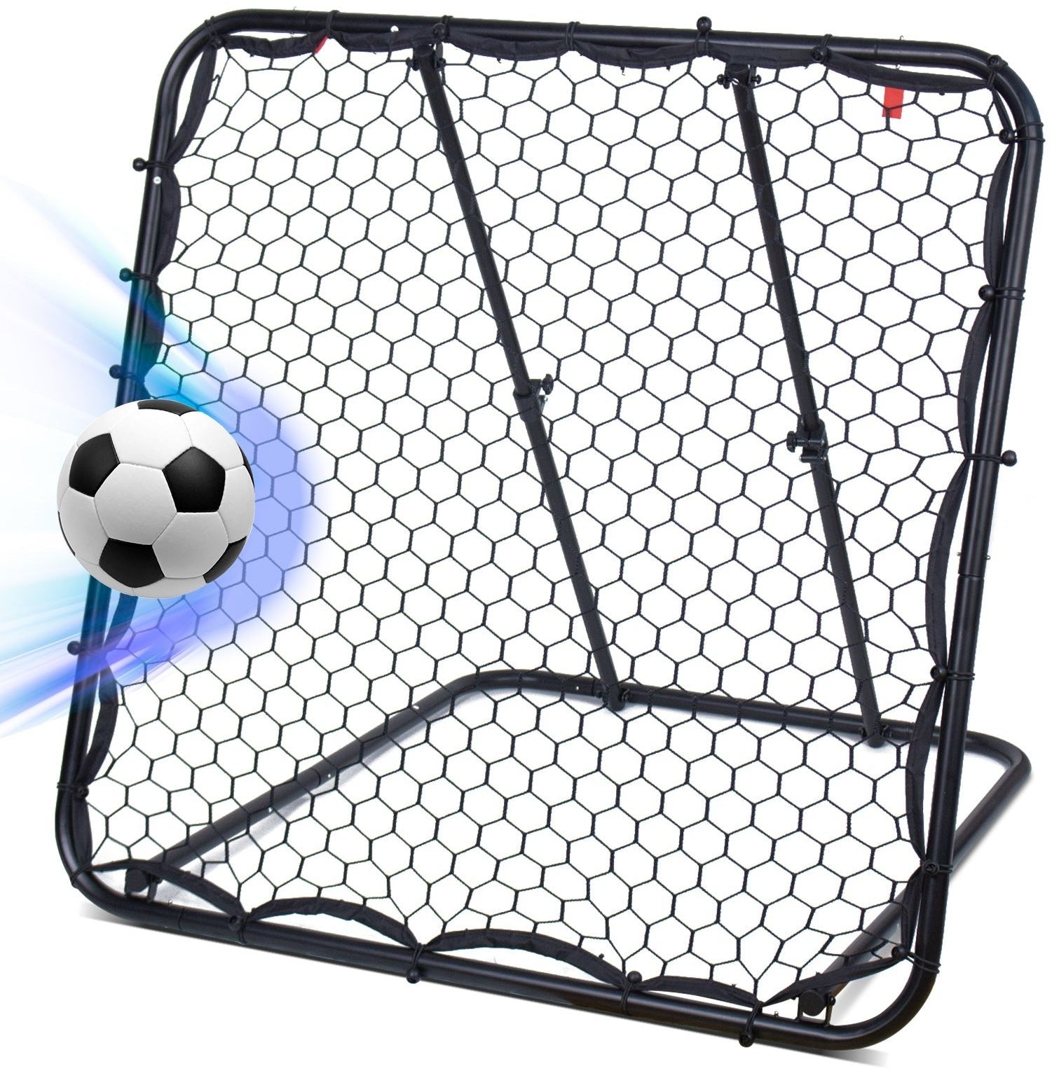 Leogreen Rebounder für Fußball, Fußball Rebounder Jugendlich, Teleskopische Stufenlose Einstellung Prellwand Fussball für EIN besseres und abwechslungsreiches Training (124 * 124cm)