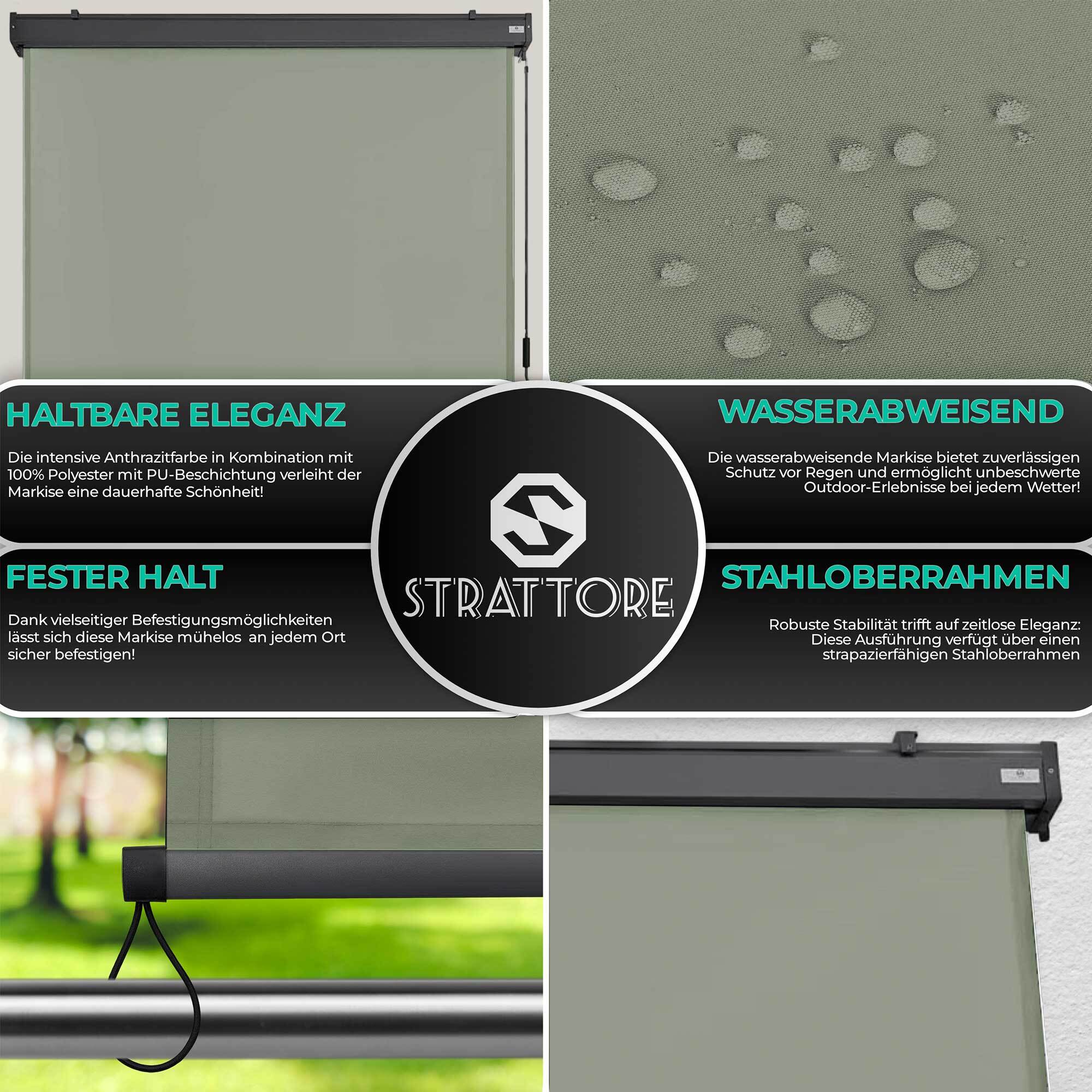 Strattore Ausziehbare Senkrechtmarkise / Vertikalmarkise 180 x 250 cm - Matcha Grün