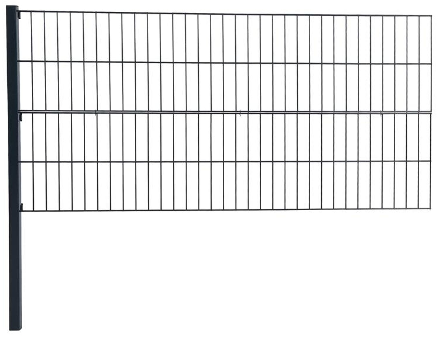 Doppelstabmattenzaun Erweiterung Gitterzaun 80cm RAL7016 Drahtgitter Gartenzaun