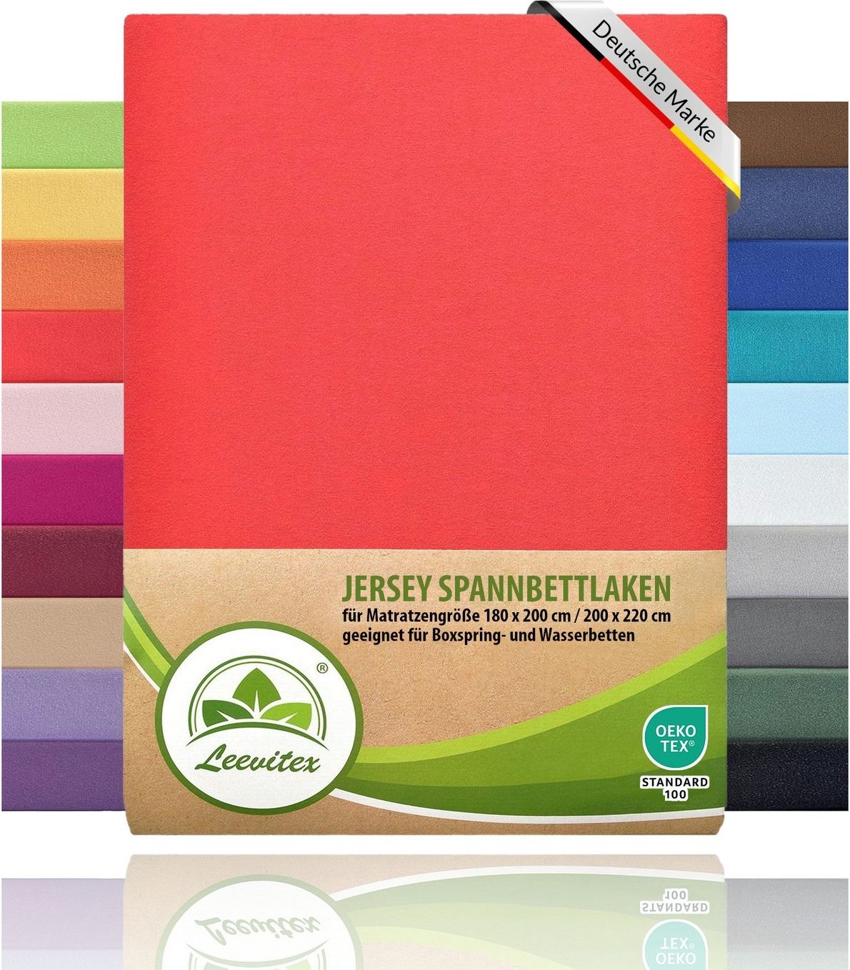leevitex® Spannbettlaken Spannbettlaken Boxspringbett & Wasserbett Spannbettlaken 150 g/m², Gummizug: rundum, Mako-Baumwolle, ÖkoTex, 180x200 – 200x220 cm + 40 cm Steg