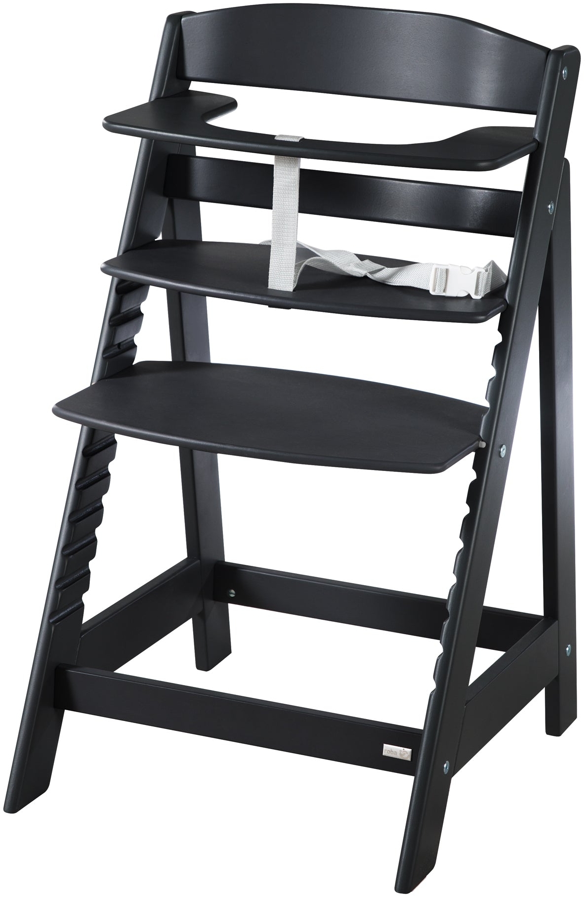 roba Treppenhochstuhl 'Sit Up Flex' - mitwachsender Hochstuhl aus Holz - Schwarz