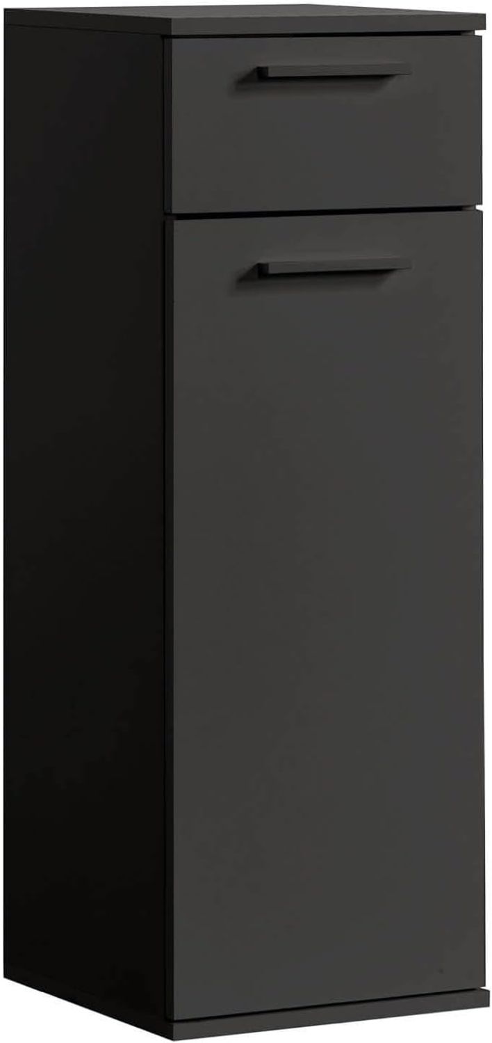 mokebo® Schmaler Bad-Beistellschrank in anthrazit BZW. grau-schwarz 'Der Matrose', Kleiner Badschrank oder Midischrank fürs Bad mit Schublade aus Holz in 89 x 35 x 35 cm (HxBxT)