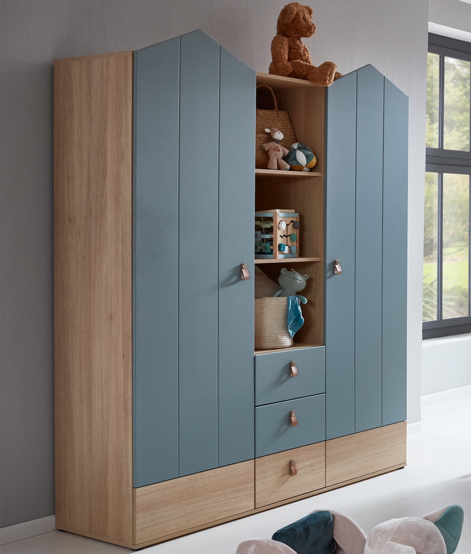 arthur berndt Kinderkleiderschrank Kleiderschrank »Roofy« 2-türig mit Soft-Close-Funktion Soft-Close Funktion