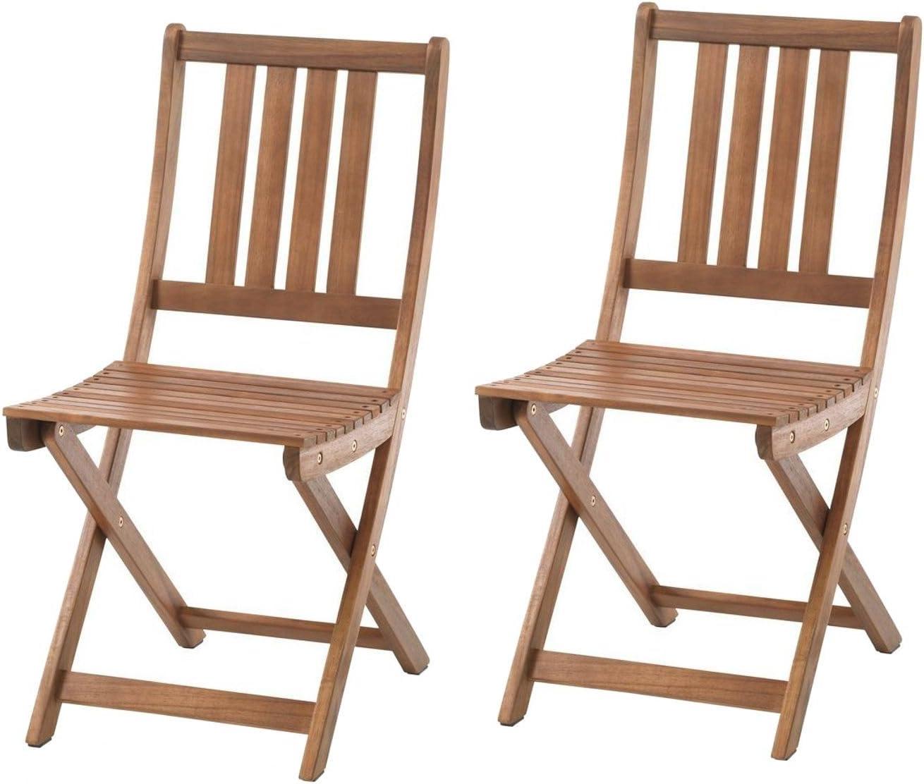 BURI 4 Balkonstühle Gartenstühle Akazienholz massiv & geölt, klappbar