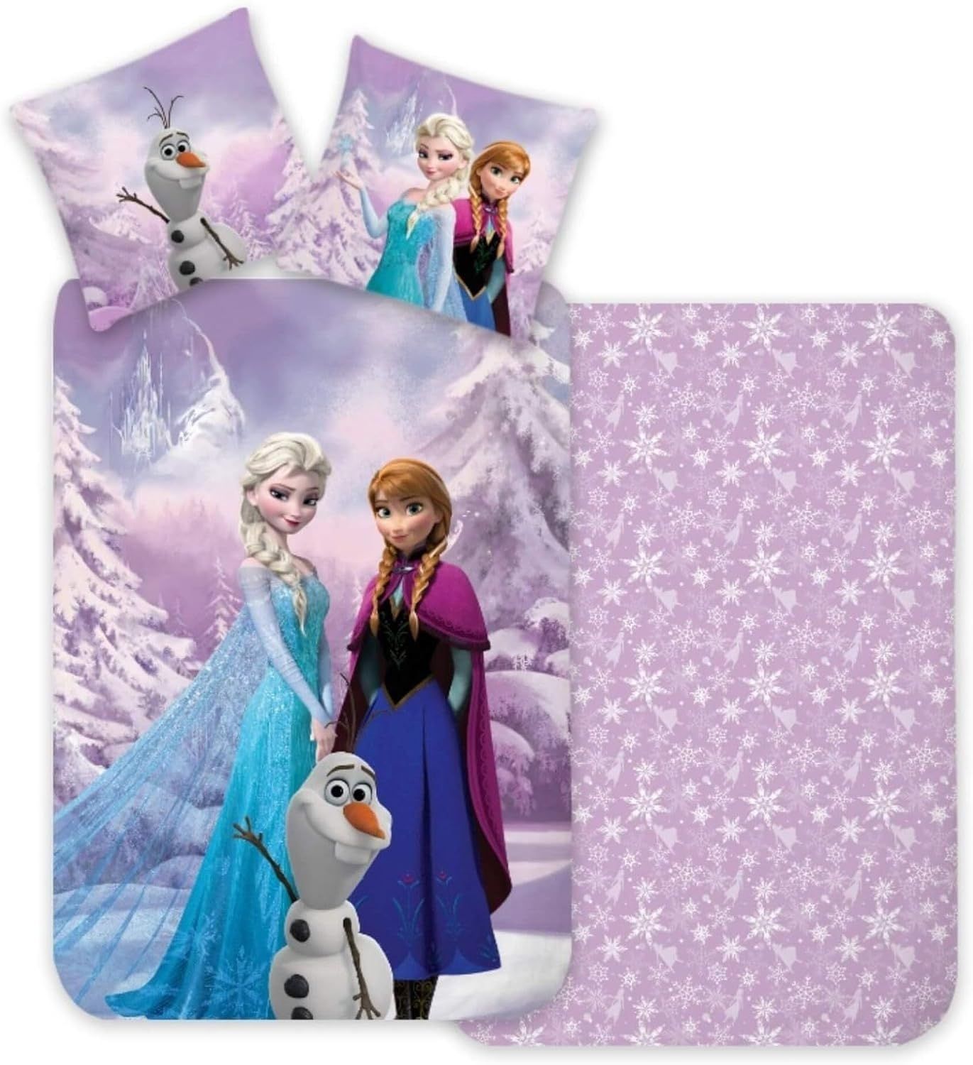 BrandMac Kinderbettwäsche Disney Frozen Bettwäsche-Set Anna, Elsa & Olaf 135x200cm, 1 teilig, Langlebig