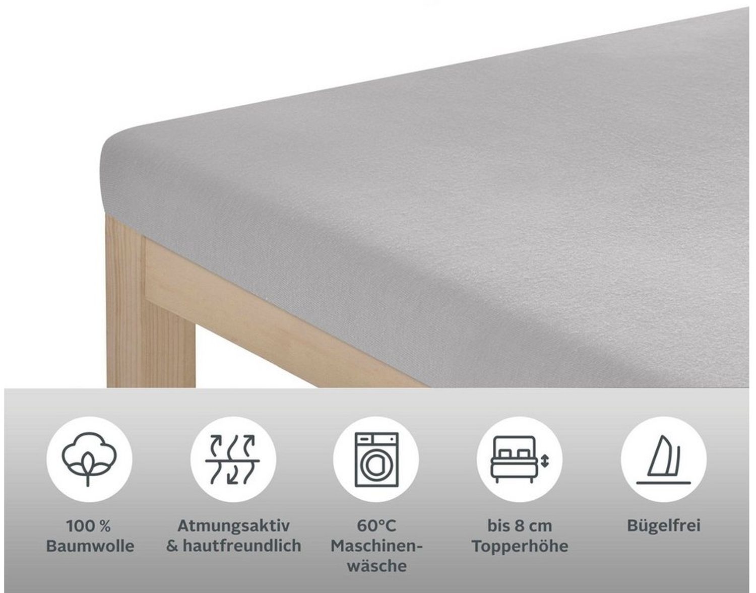 OTTO home Spannbettlaken Physalis Topper COMFORT, Jersey, Gummizug: rundum, (1 Stück), Baumwolle, Matratzen bis 10 cm Höhe, Bettlaken, Spannbetttuch, Laken