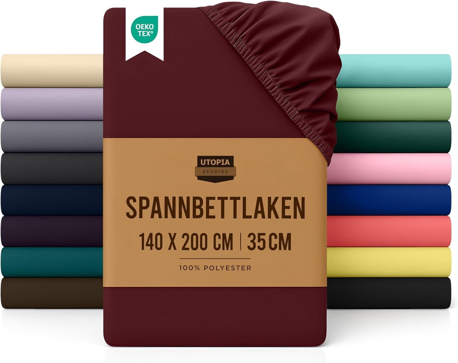 Utopia Bedding - Spannbettlaken 140x200 cm - Burgunderrot - Gebürstete Polyester-Mikrofaser Spannbetttuch - 35 cm Tiefe Tasche