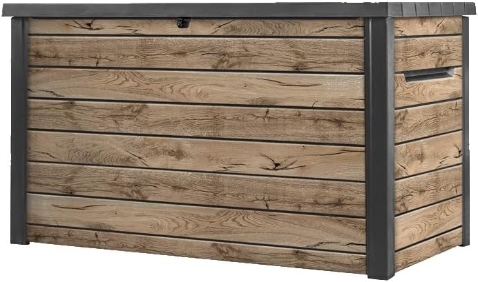 Keter Gartenbox "Ontario" 870L in Holzoptik 147x83x86 cm mit Gasdruckfedern