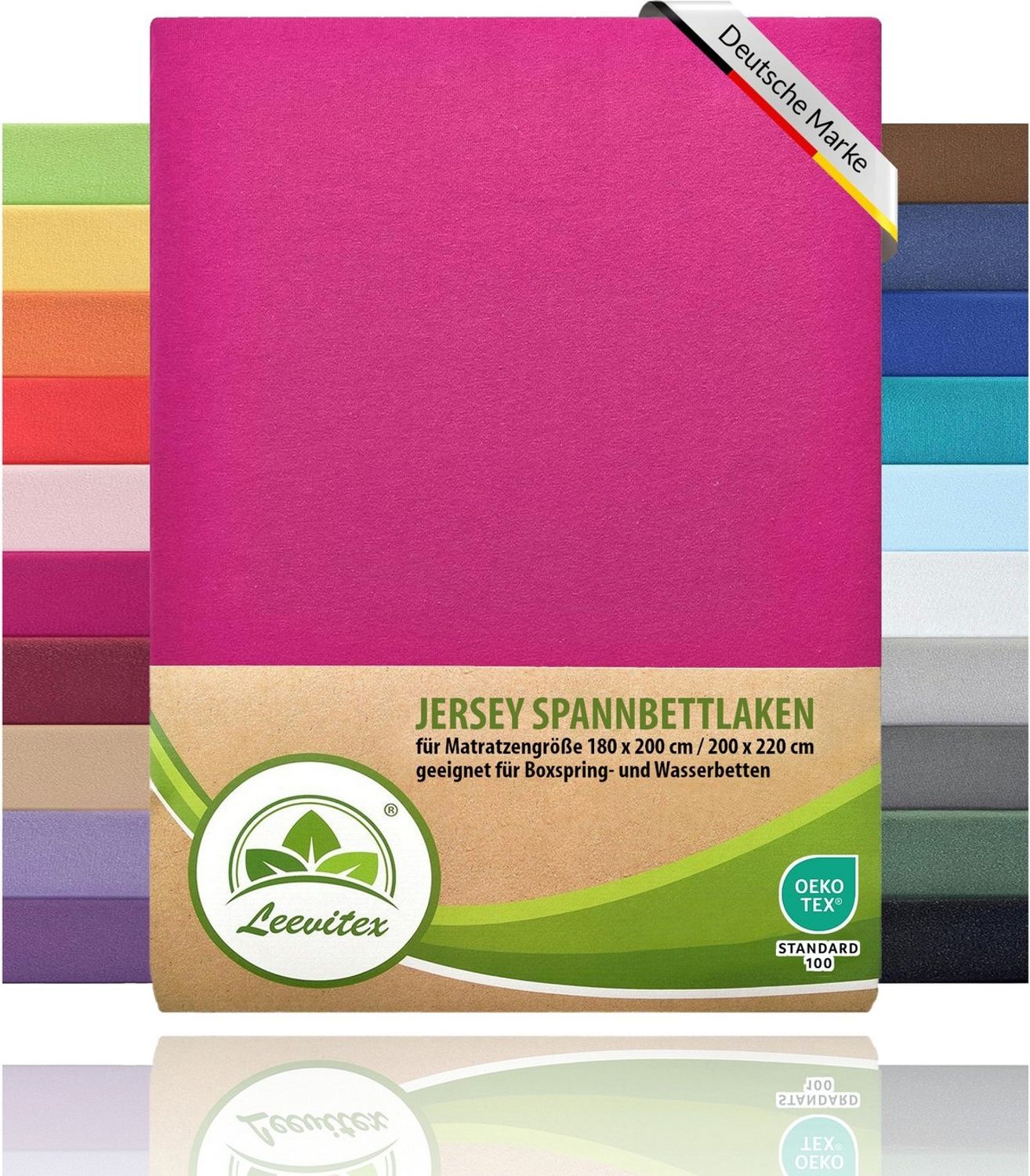 leevitex® Spannbettlaken für Boxspringbetten & Wasserbetten - Spannbetttuch 170 g/m², Gummizug: rundum, 100% Mako-Baumwolle, sehr robust, 180x200 – 200x220 cm + 40 cm Steg