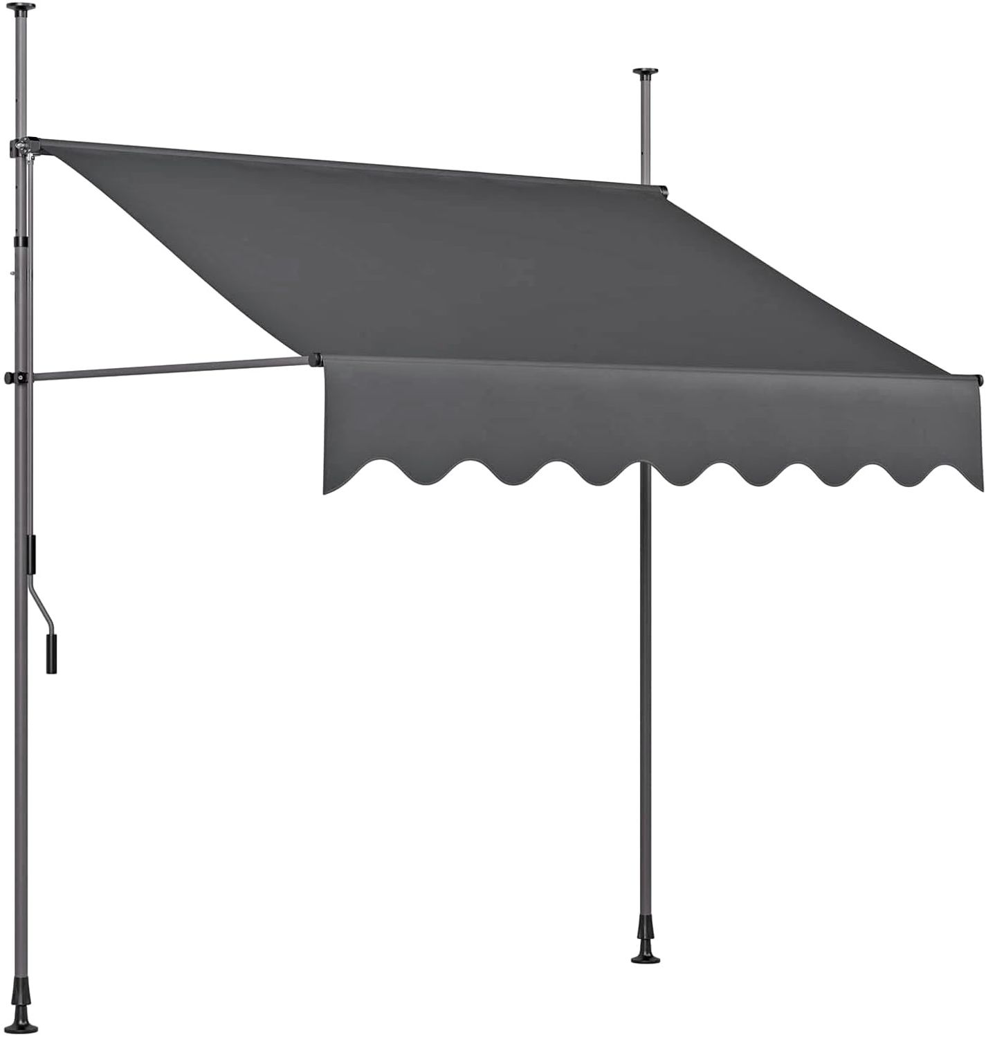 Klemmmarkise SCHRABO 300cm Ohne Bohren Höhenverstellbar Dunkelgrau Polyester | Markise Terrasse Balkonmarkise Sonnenschutz UV-Beständig