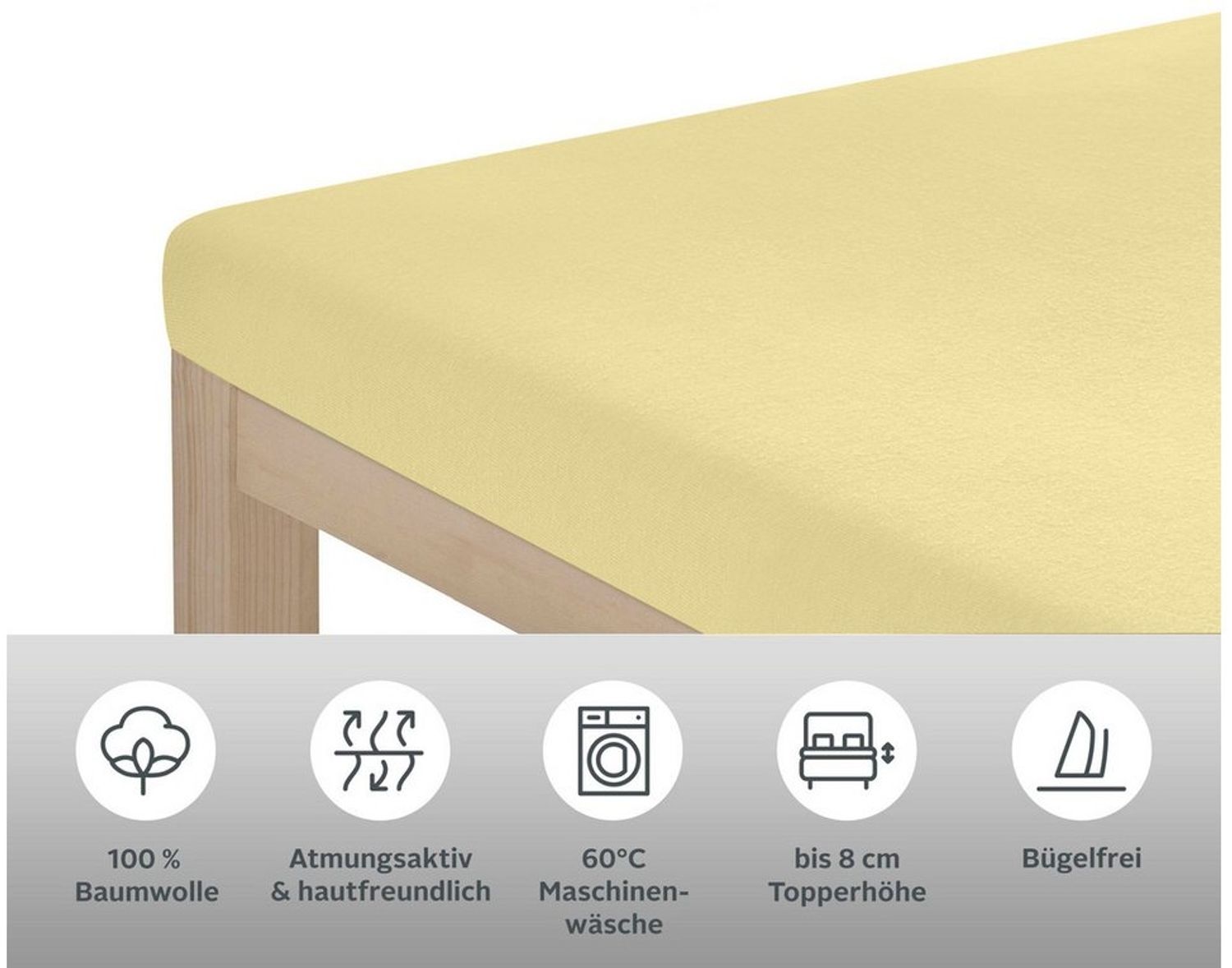 OTTO home Spannbettlaken Physalis Topper COMFORT, Jersey, Gummizug: rundum, (1 Stück), Baumwolle, Matratzen bis 10 cm Höhe, Bettlaken, Spannbetttuch, Laken