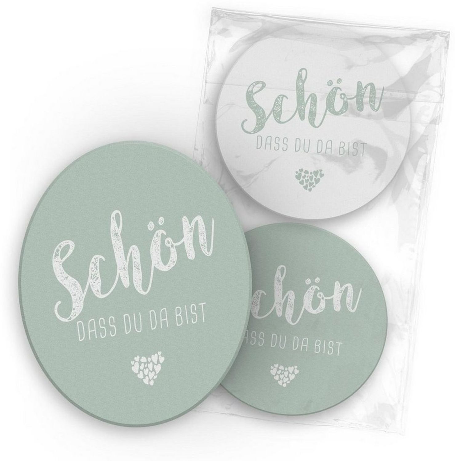 itenga Bierdeckel itenga 40x Bierdeckel Untersetzer "Schön dass du da bist" eukalyptus g