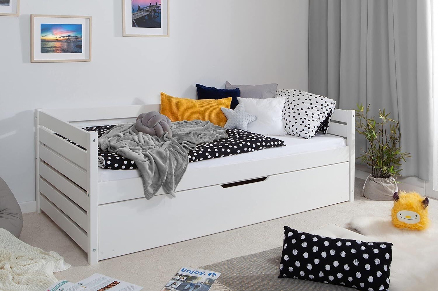 Funktionsbett "Naomi" 100x200 Kiefer massiv inkl. Schubkästen nach Wahl