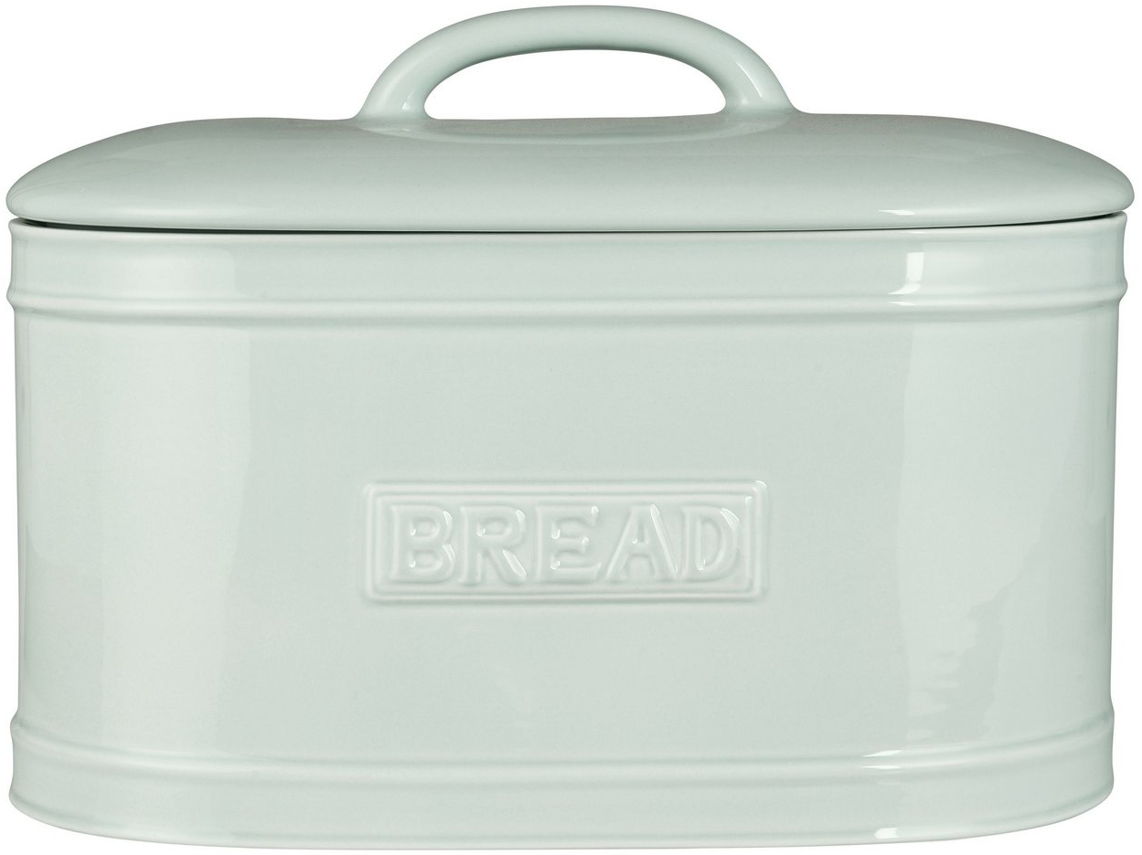 Ib Laursen - Brotkasten Brotbox Brottopf Keramik Hellblau Oval Retro 1982-26