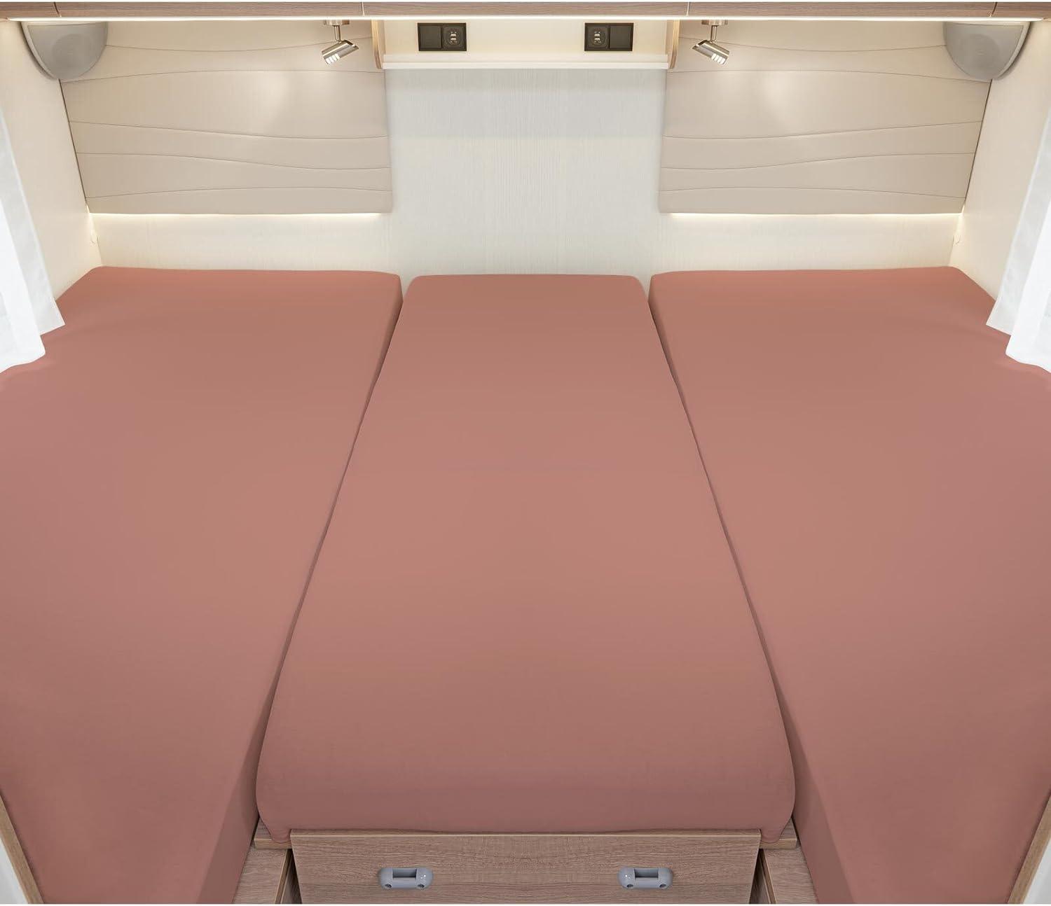 BettwarenShop Wohnmobil Wohnwagen Heckbett Spannbetttuch-Set 3-teilig|2 Längsbetten + Mittelteil| macchiatoBettwarenShop Wohnmobil Wohnwagen Heckbett Spannbetttuch-Set 3-teilig