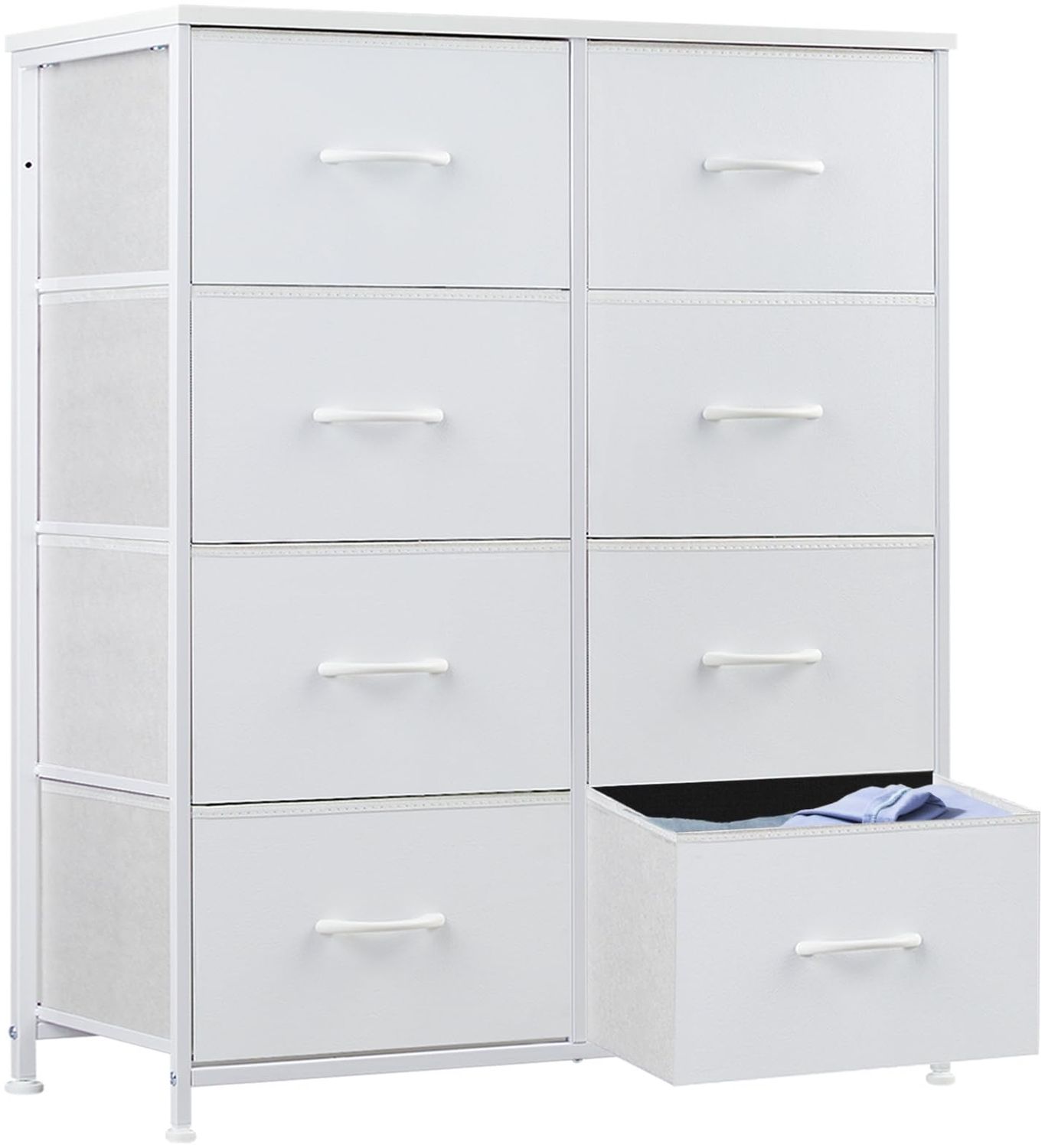 Sweetcrispy Kommode für Schlafzimmer, breite Schublade Kommode, 8 Stoffschubladen mit Griffen, Schrank, TV Stand für Schlafzimmer, Schrank, Wohnzimmer, Kinderzimmer