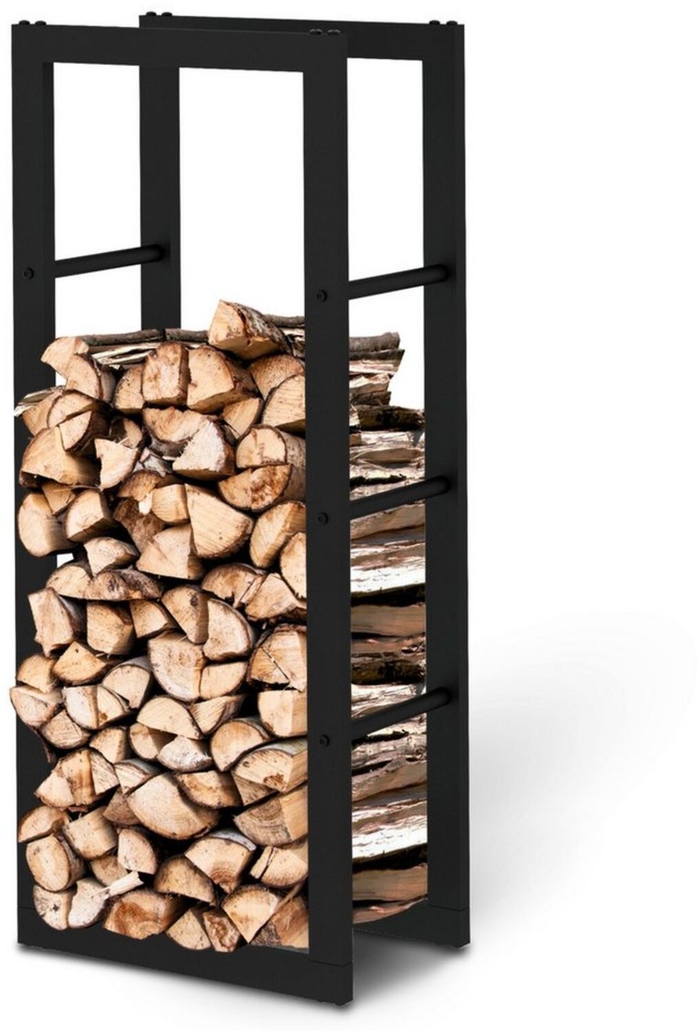 holz4home® Kaminholzregal Metall Schwarz I Brennholzregal Holzlager Design Feuerholzregal, BxTxH:40x25x125 cm, (inkl. Handschuh)