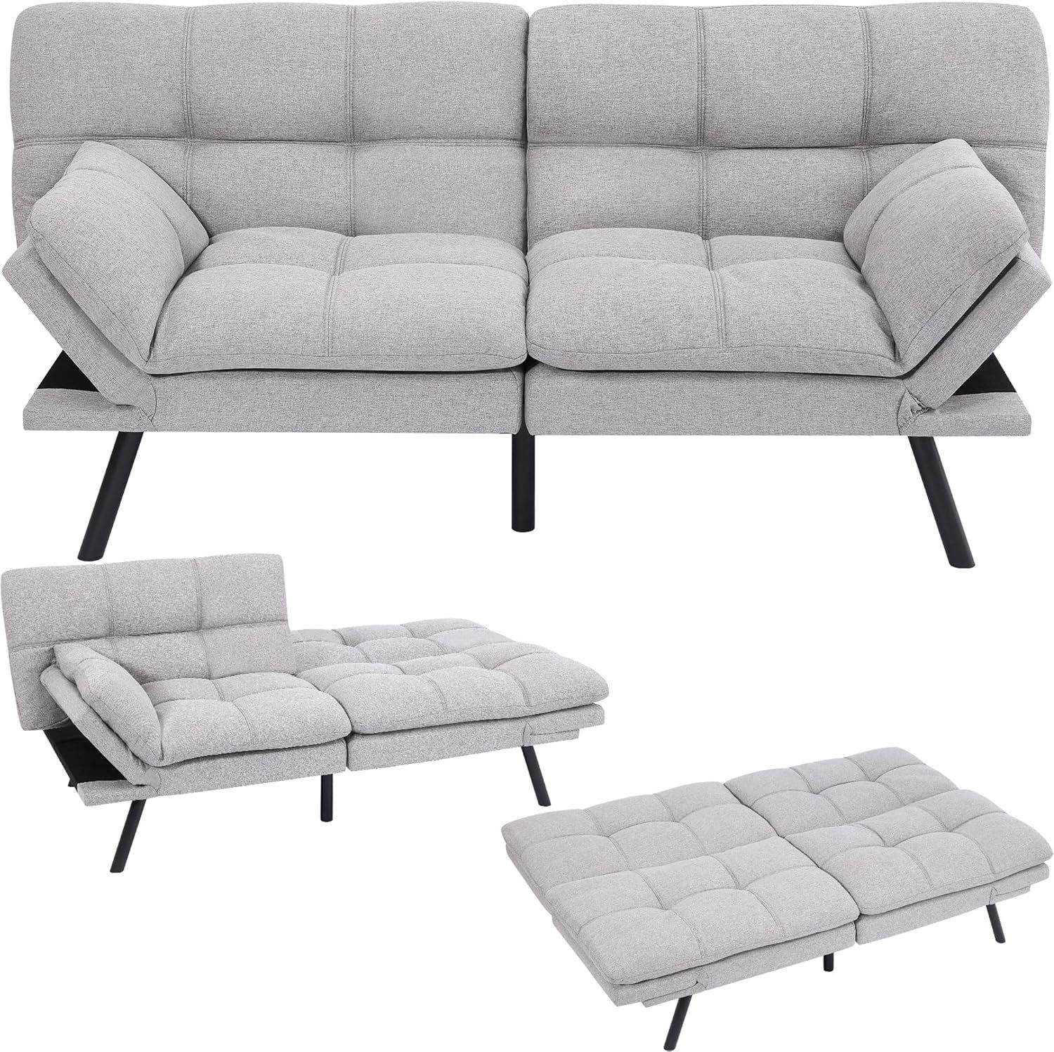 Makika 'Paul' 3-Sitzer Schlafsofa, Schaumstoff grau, 81 x 87 x 179 cm