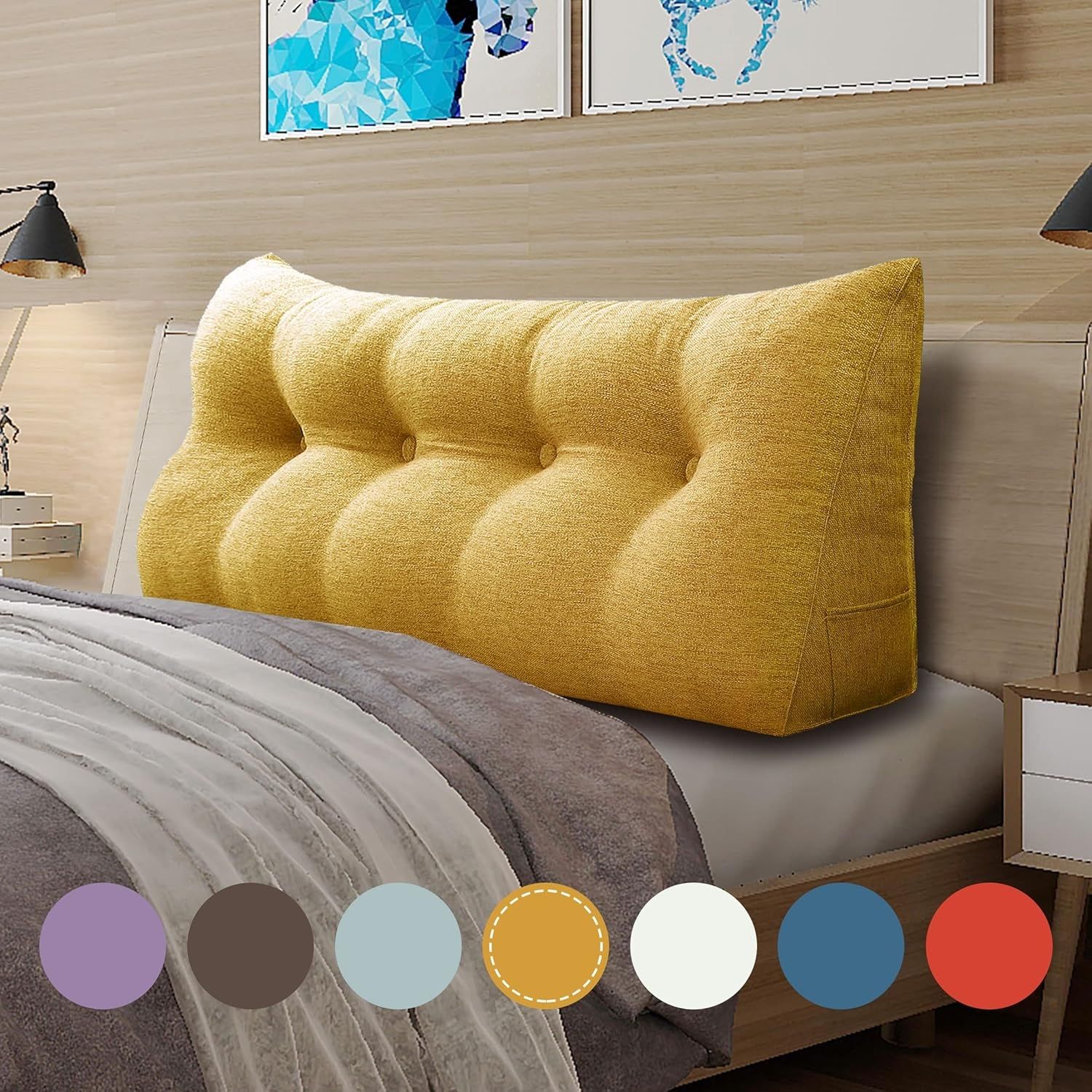 VERCART Keilkissen, Gelb, Leinenmischung, 50 x 20 x 120 cm