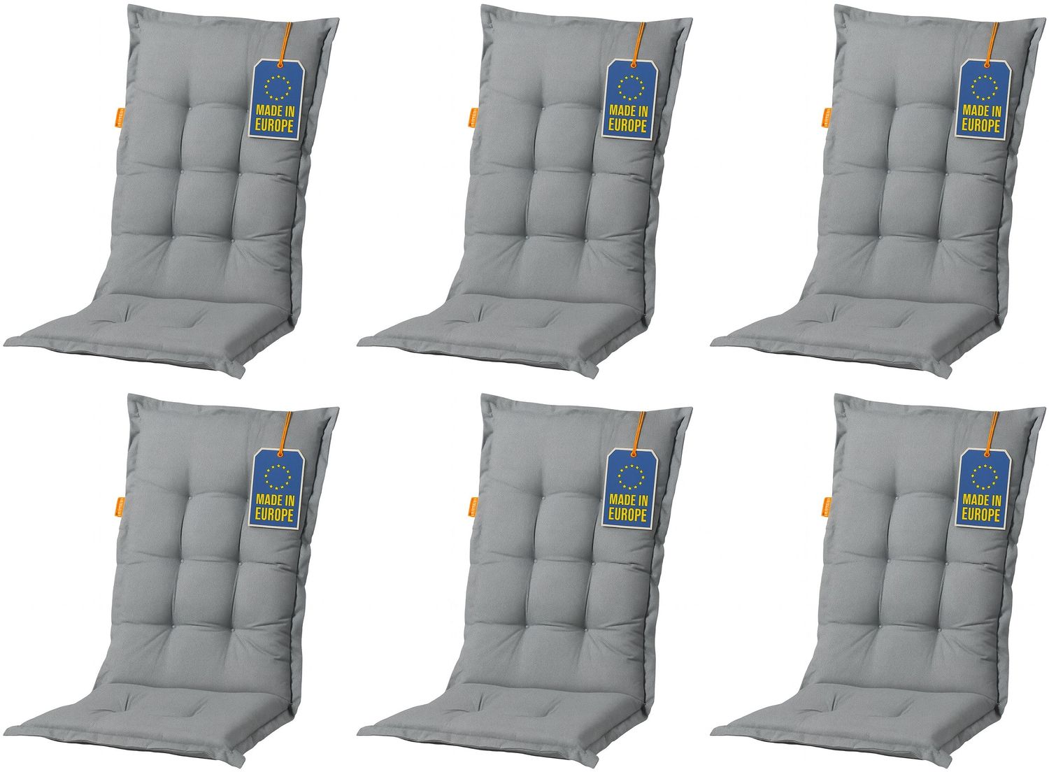 Madison 6x A046 Hochlehner Gartenstuhl Auflagen 120x50x8cm grau uni